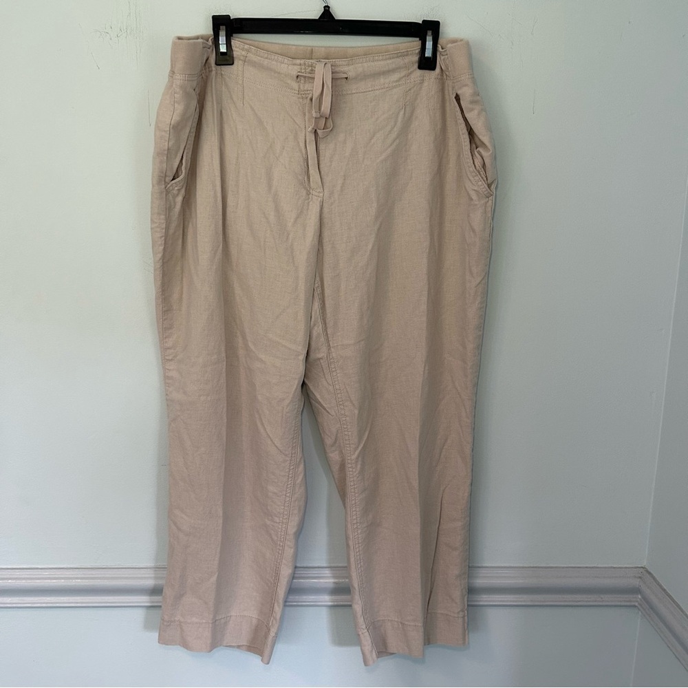 J. Jill Tan Knit Linen Blend Trouser Pants Size 18